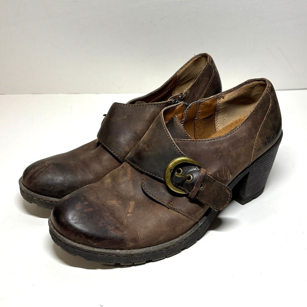 b.o.c. Born Concept Shooties Womens 11 Brown Leather Distressed Monk Strap